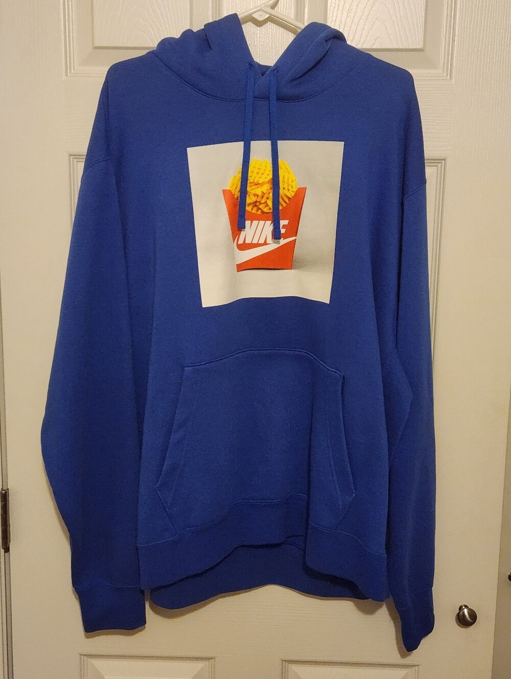 Nike Pullover Waffle Fries Size 2xL Long Sleeve Blue drawstring pocket hoodie
